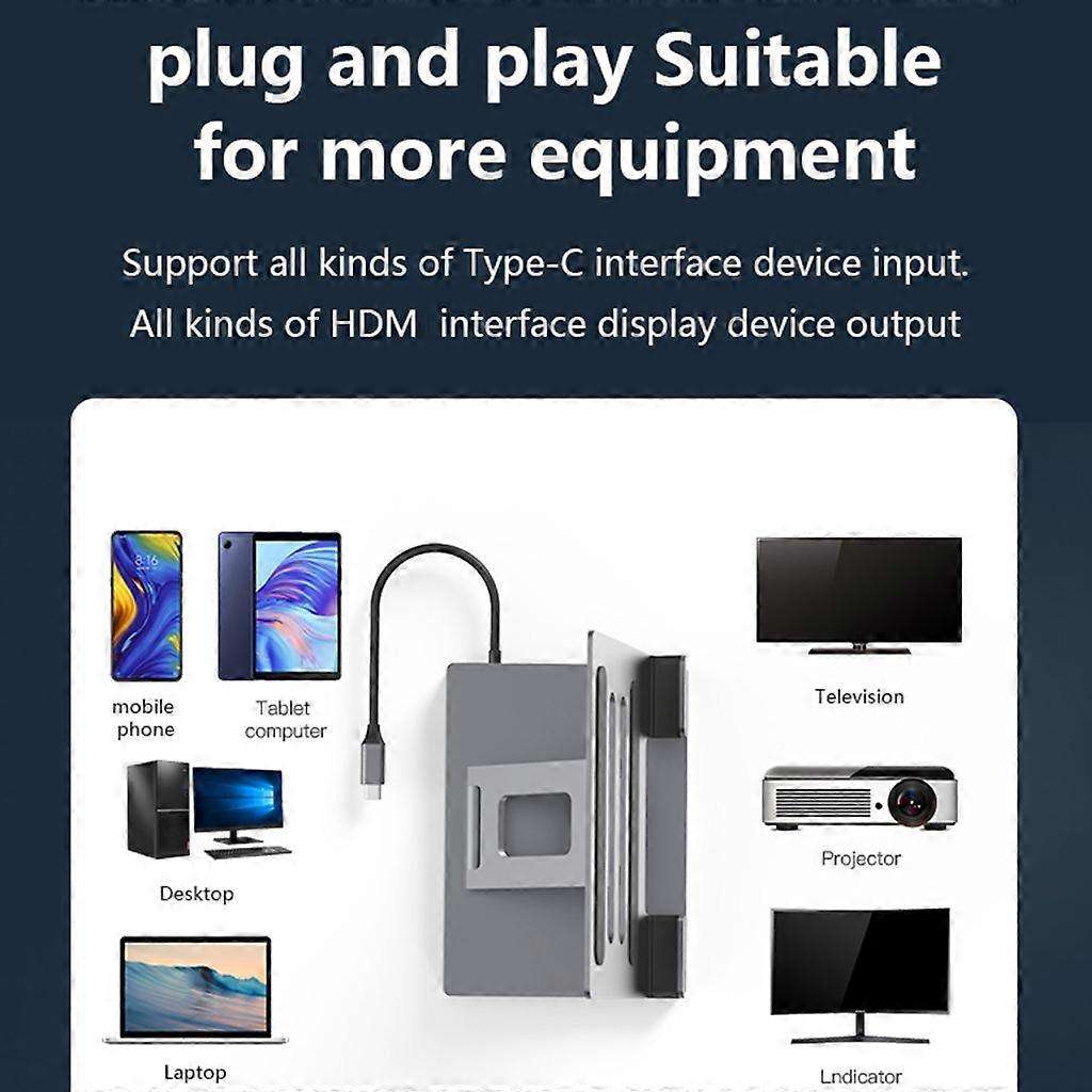 Multifunction Type C Docking Station and Adjustable Aluminum Tablet and Laptop Stand