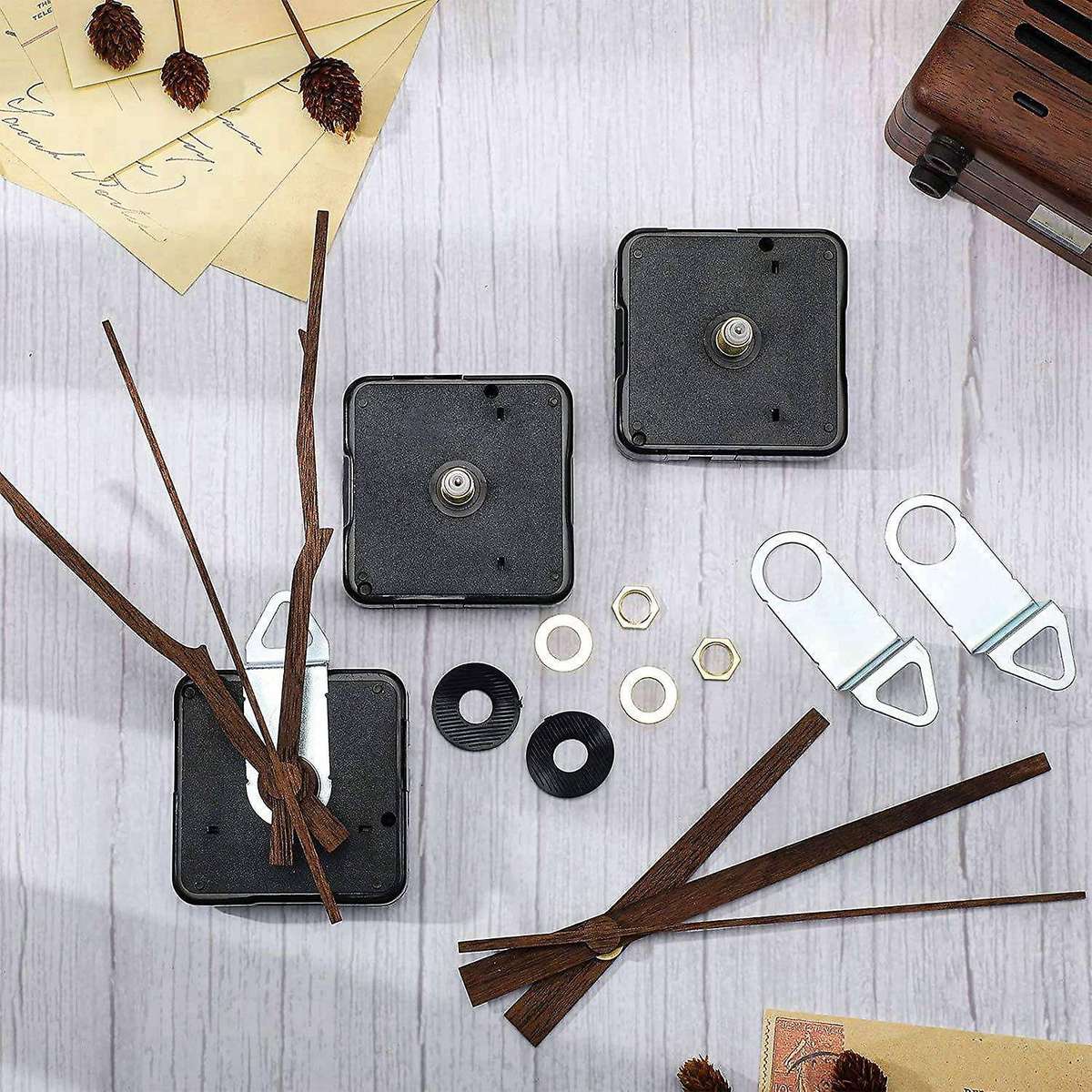 4 Pcs Quartz Clock Movement with 3 Types Of Walnut for Clock Repair