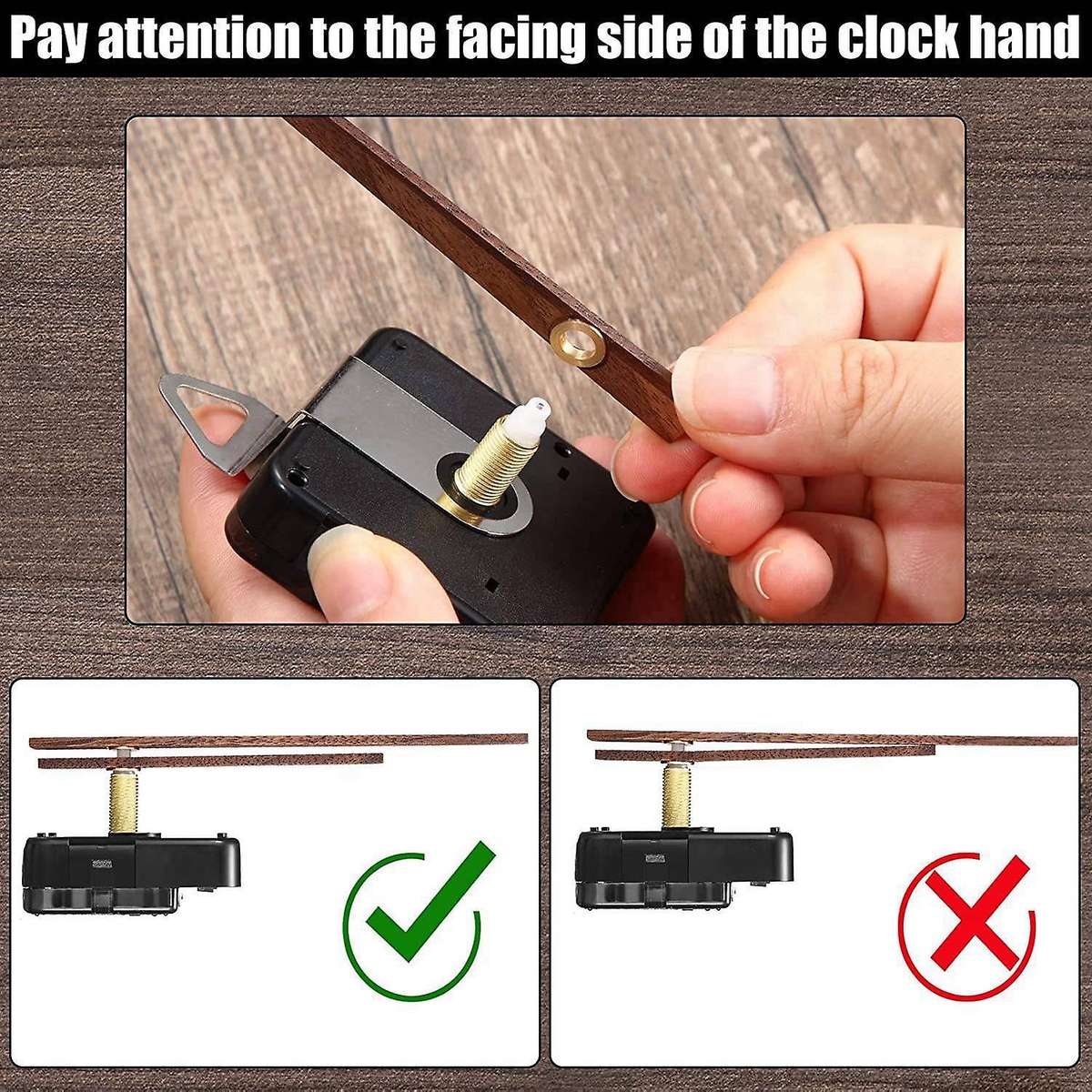 4 Pcs Quartz Clock Movement with 3 Types Of Walnut for Clock Repair