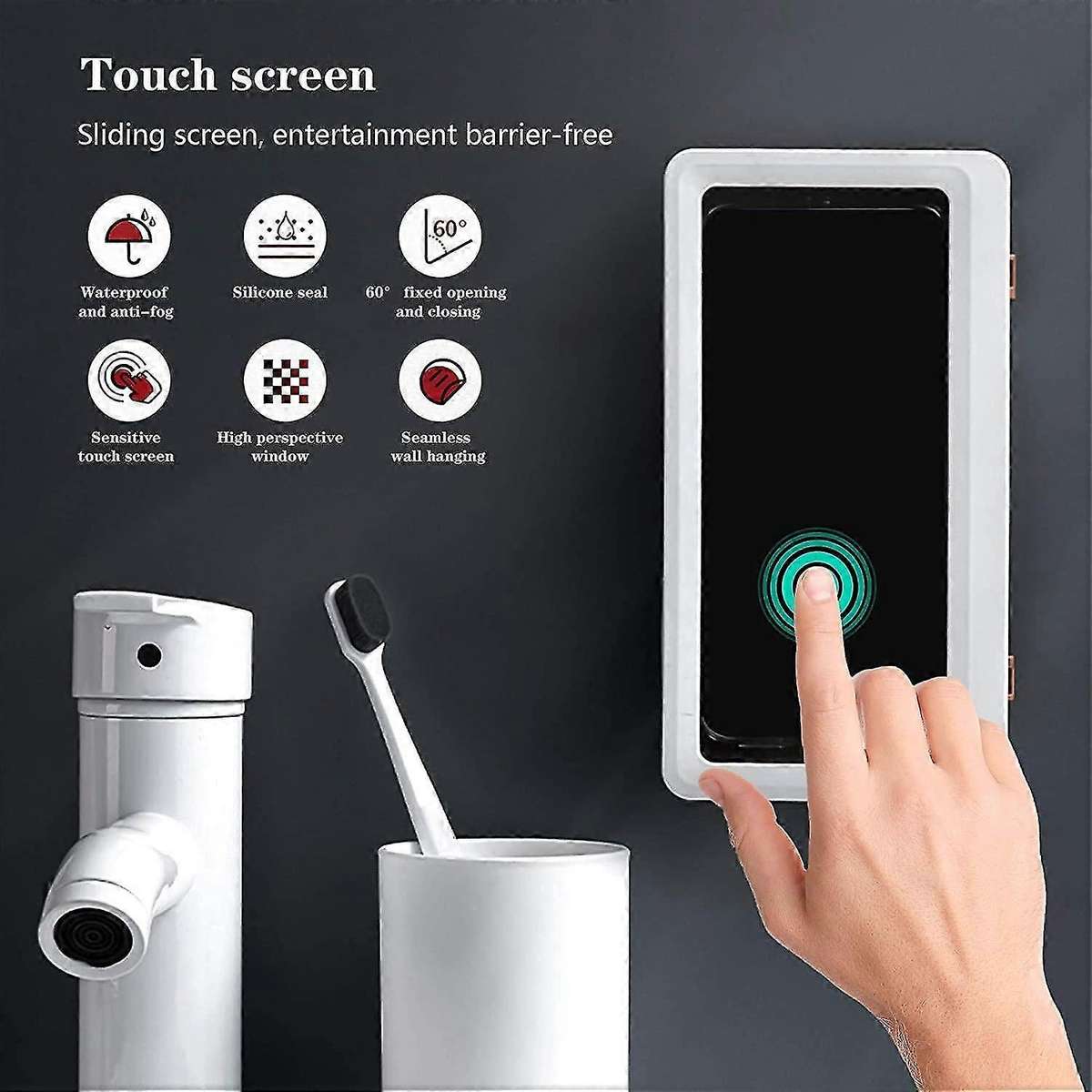 Bathroom Phone Holder Shower Phone Case Waterproof Touch Screen