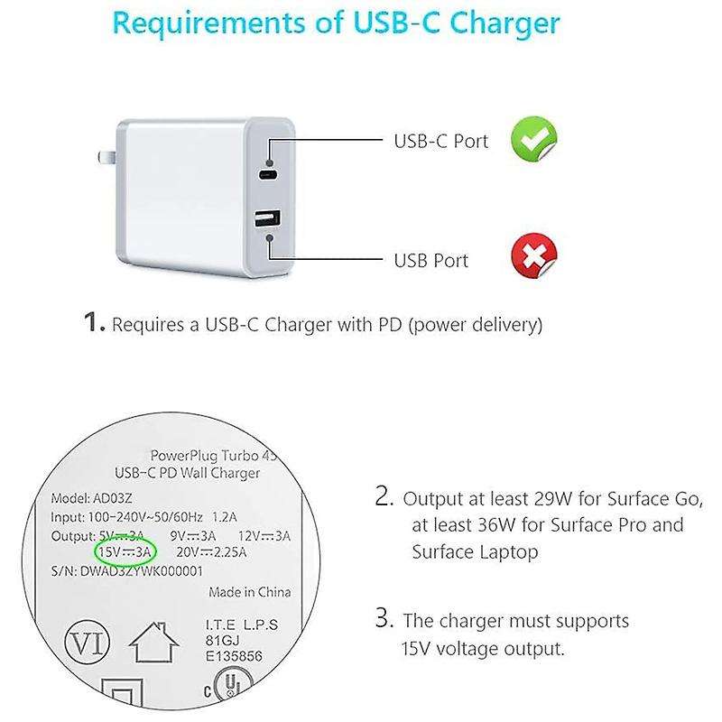 Nylon Braided for Surface Connect to Usb-c Charging Cable