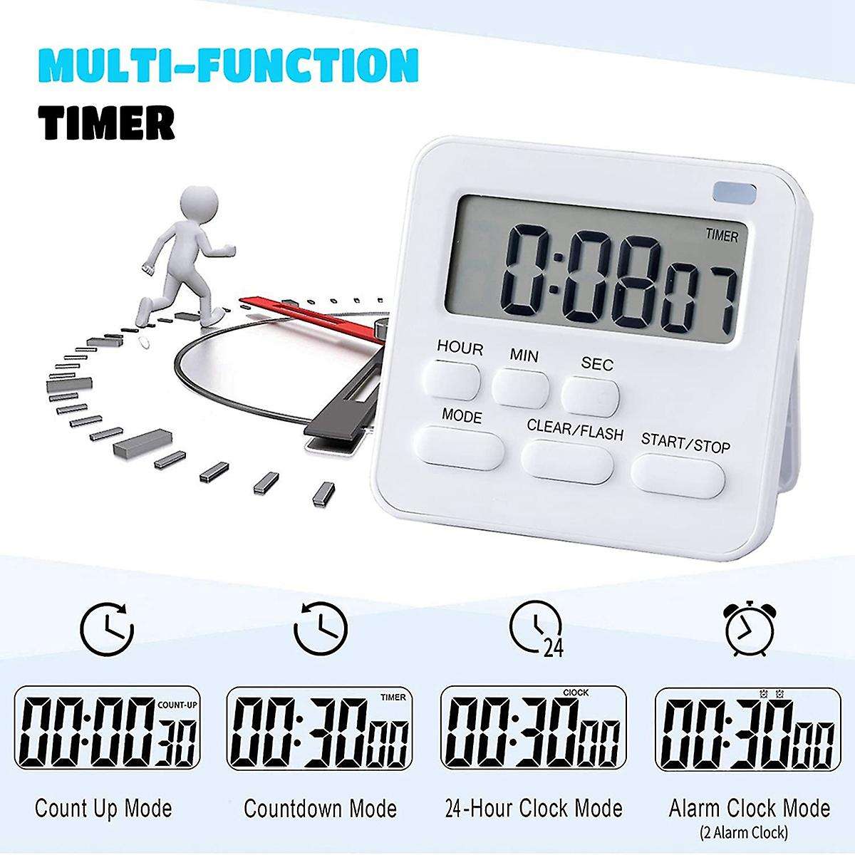 Kitchen Timer,egg Timer with Clock,digital Timer with Lcd Loud Alarm