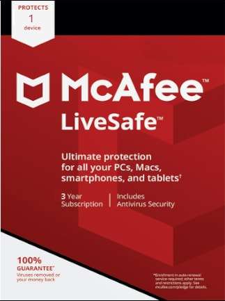 McAfee Livesafe 1 Device 3 Years Key SA / Global