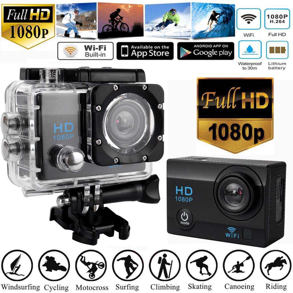 Stock from 6//2.0inch Screen Full HD 1080p Sports Cam Waterproof 30m