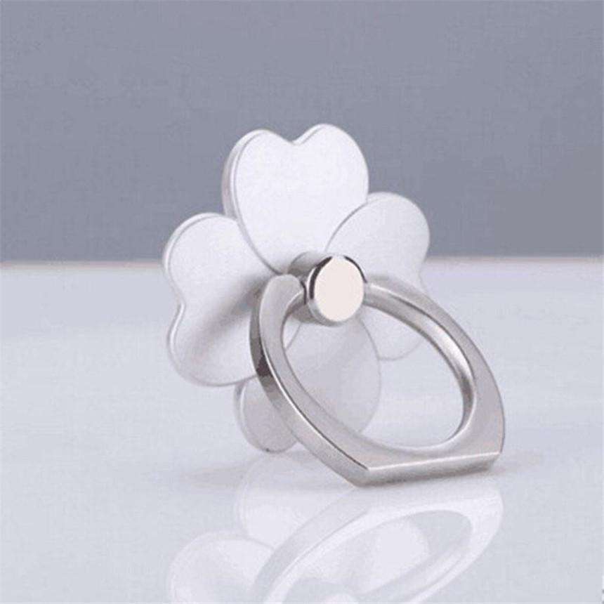 Clover 360 Degree Mobile Finger Ring Holder Mobile Phone Stand - SILVER