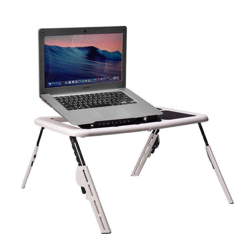 Foldable E-Table Portable Laptop Table Stand with 2-USB Cooling Fans for Bed or Couch