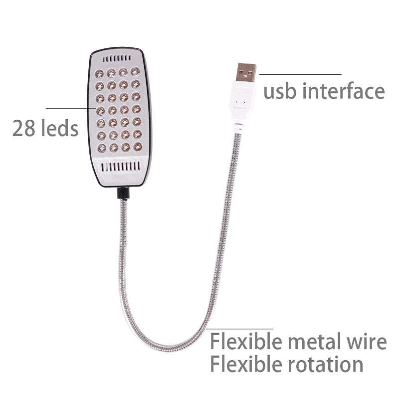1pc 28LED Super Bright USB Plug-in Night Light with Switch Portable Computer Light Reading Light
