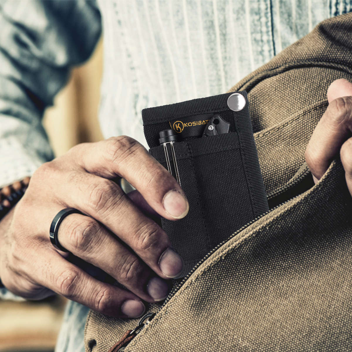 Kosibateo Men'S Compact Edc Pouch Durable Canvas Organizer