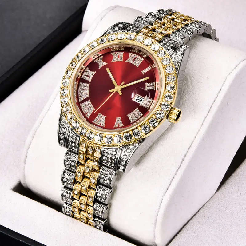 Vintage Rhinestone Inlaid Roman Numeral Dial Quartz Watch