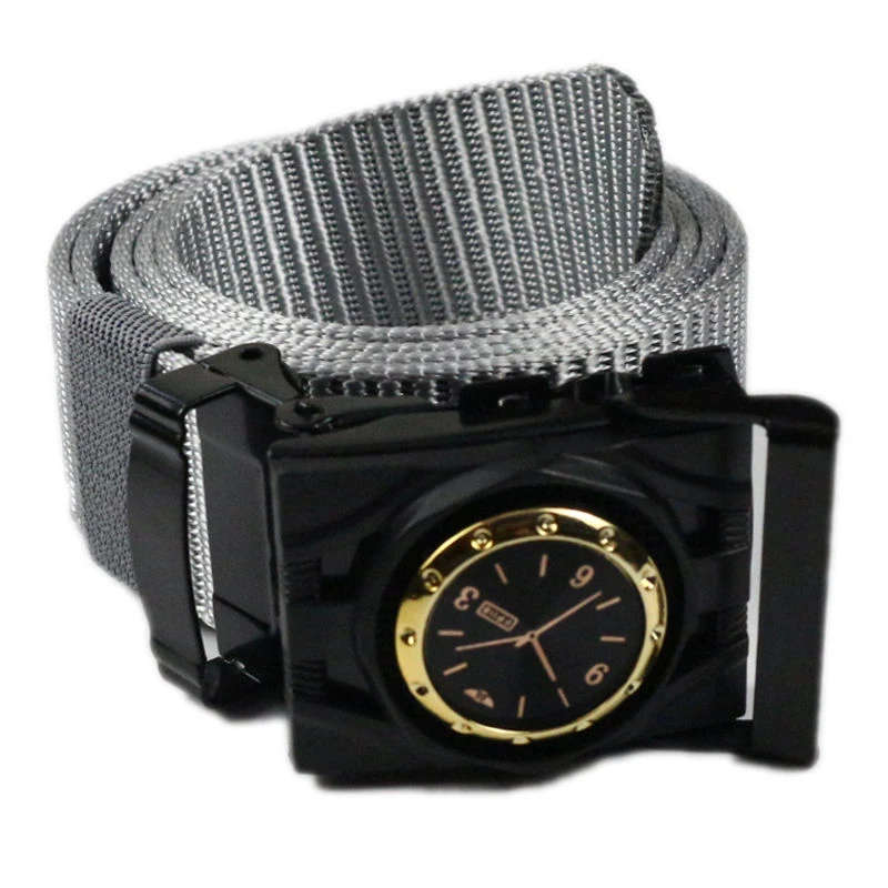 1pc Men's Clock Press Nylon Canvas Belt Color sent randomly