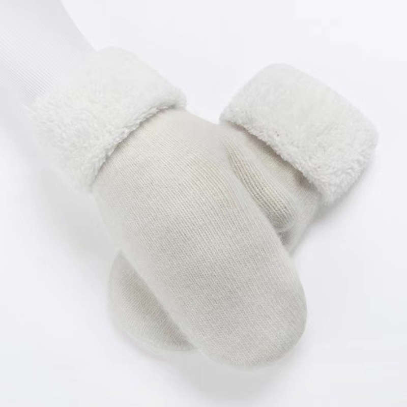 1 Pair White Warm Gloves