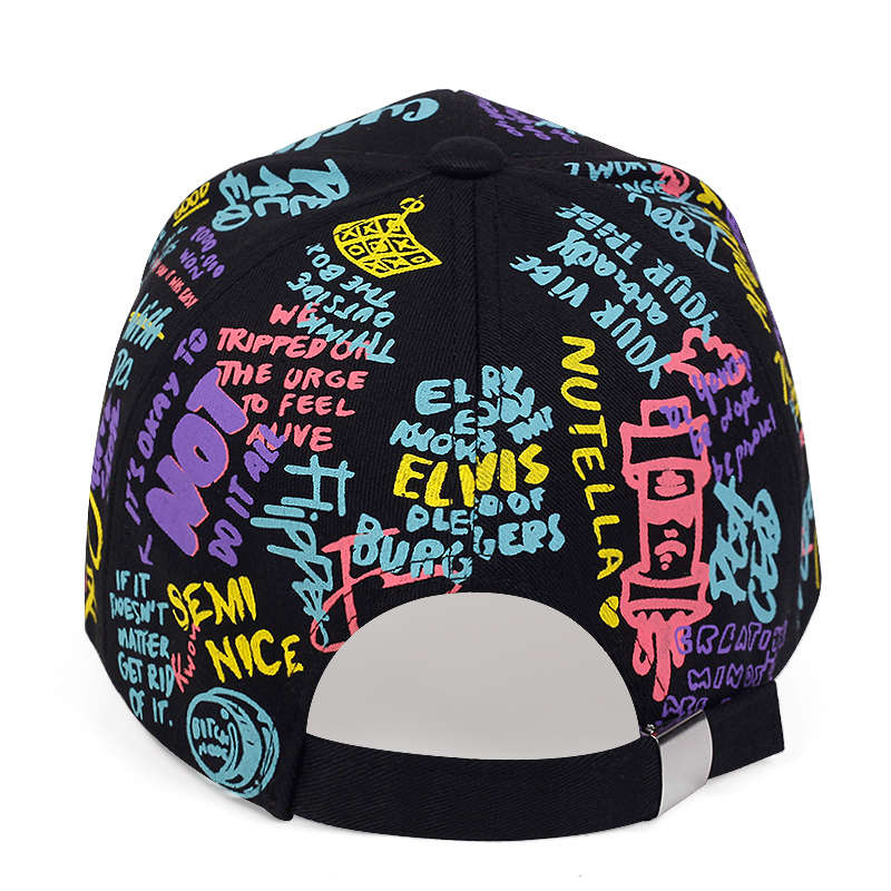 1pc Graffiti Baseball Cap Women's Adjustable Cap Hat Unisex Distressed Baseball Cap Ponytail Hat Em