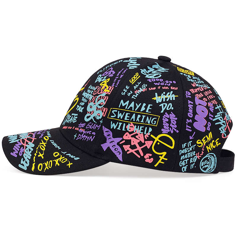 1pc Graffiti Baseball Cap Women's Adjustable Cap Hat Unisex Distressed Baseball Cap Ponytail Hat Em