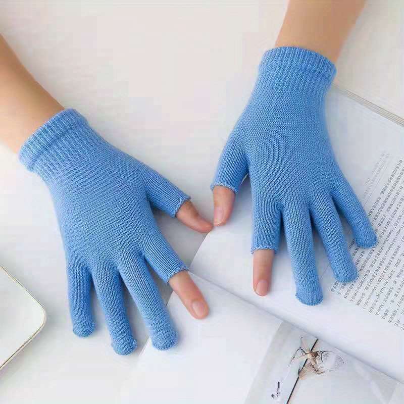 1 Pair Blue Warm Gloves