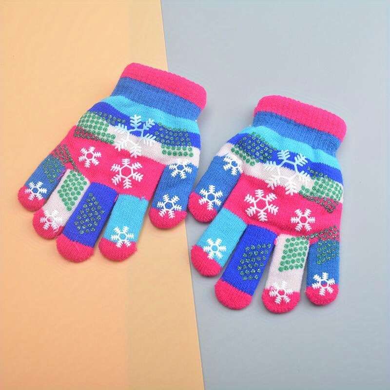 1 Pair 10 To 18 Years Old Rose Red Warm Gloves