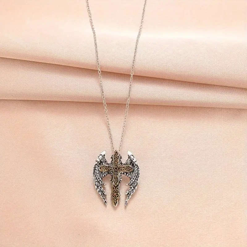 Elegant Cross Wing Pendant with Necklace
