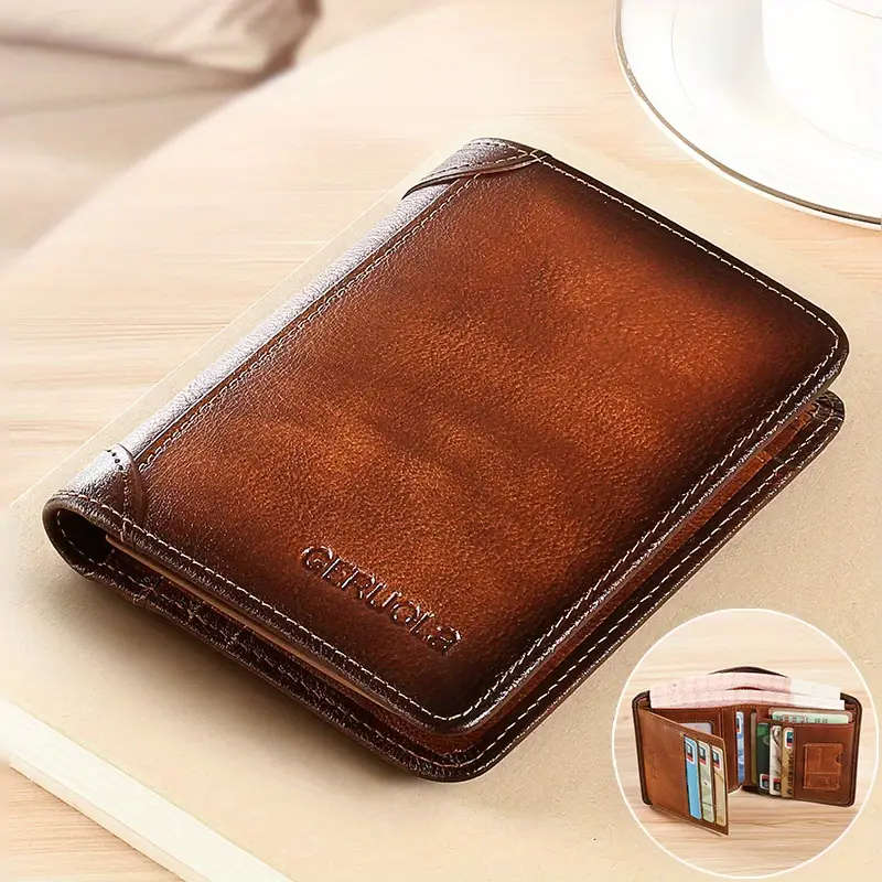 Men's Genuine Leather Wallet with RFID Blocking Protection