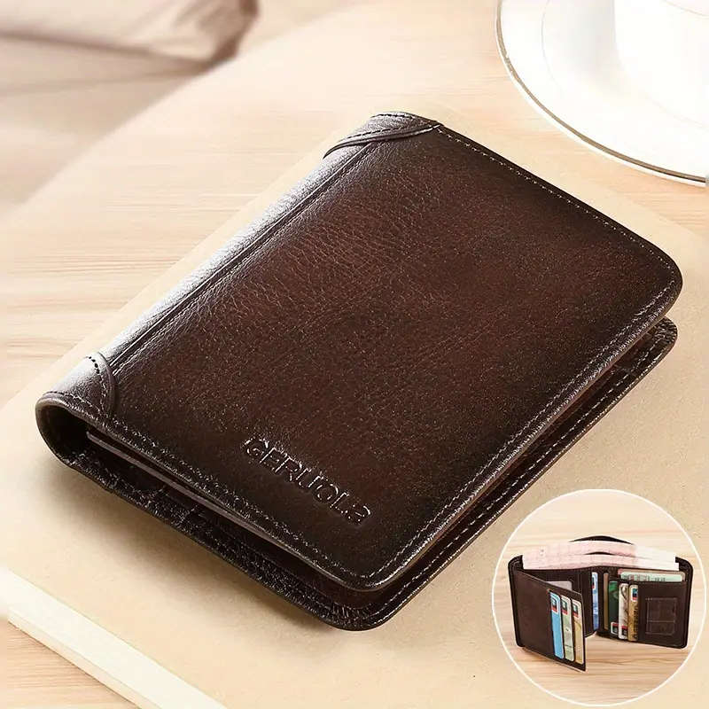 Men's Genuine Leather Wallet with RFID Blocking Protection