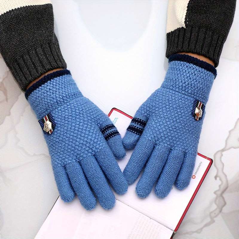 1 Pair Cartoon Light Blue Size 4 To 8 Years Old Warm Gloves