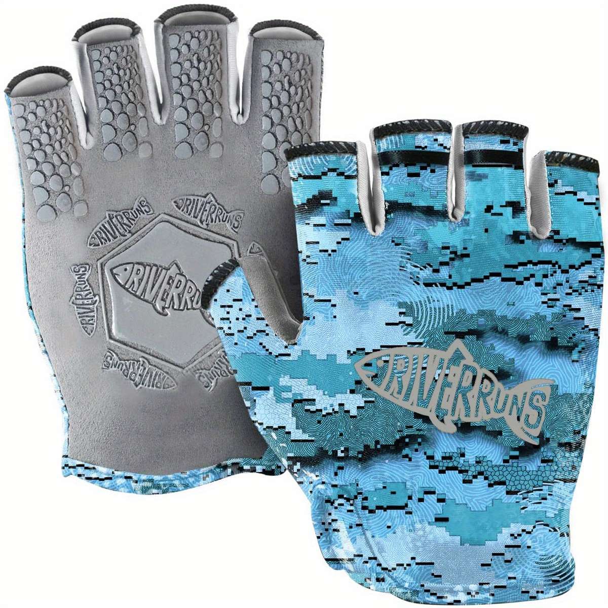 1 Pair Camo Blue Size M Outdoor Sports Gloves