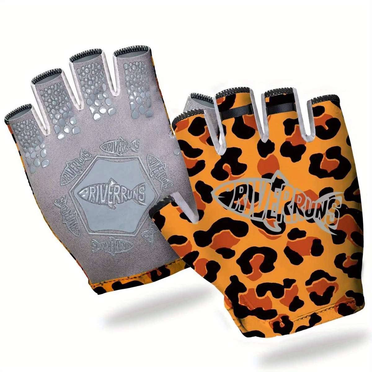 1 Pair Yellow Leopard Size L Outdoor Sports Gloves