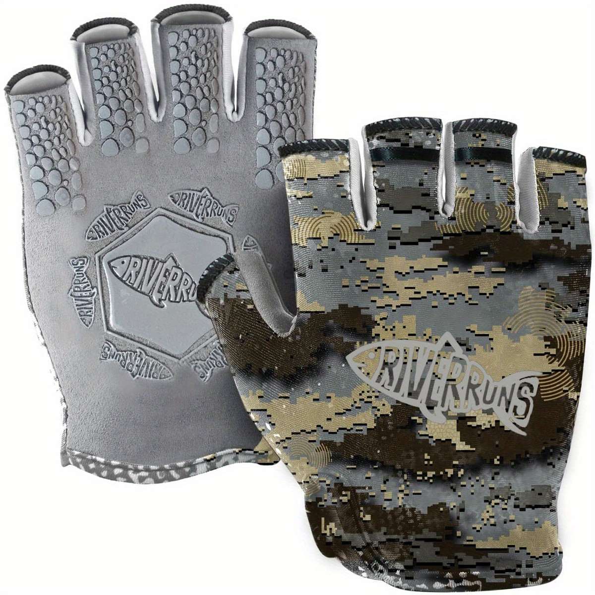1 Pair Camo Gray Size M Outdoor Sports Gloves