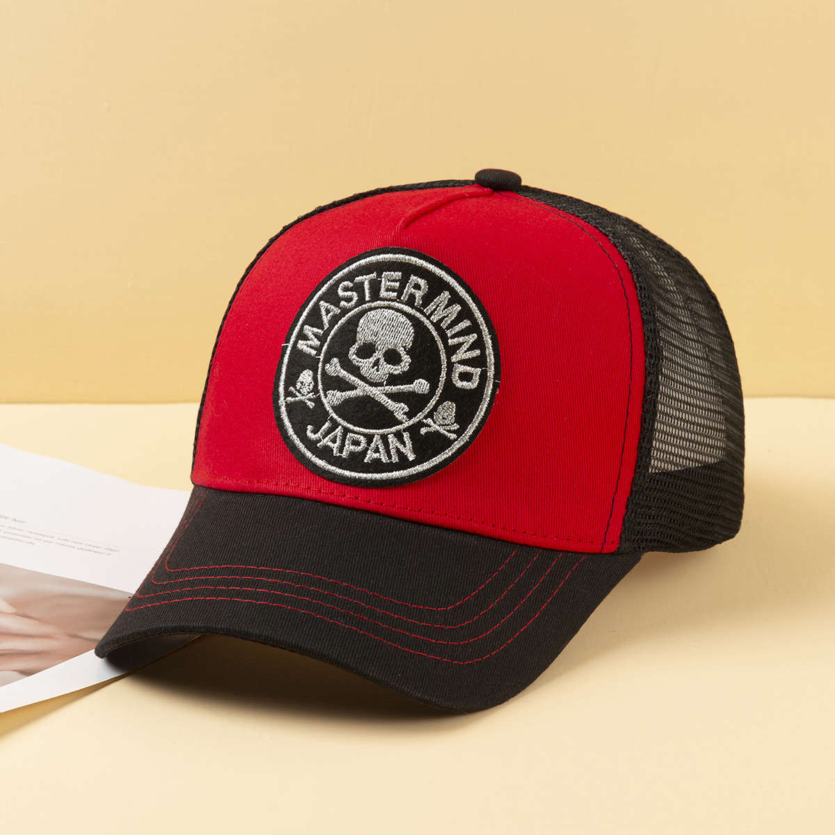 Skull Letter Patchwork Mesh Baseball Cap Lightweight Breathable Sun Hat