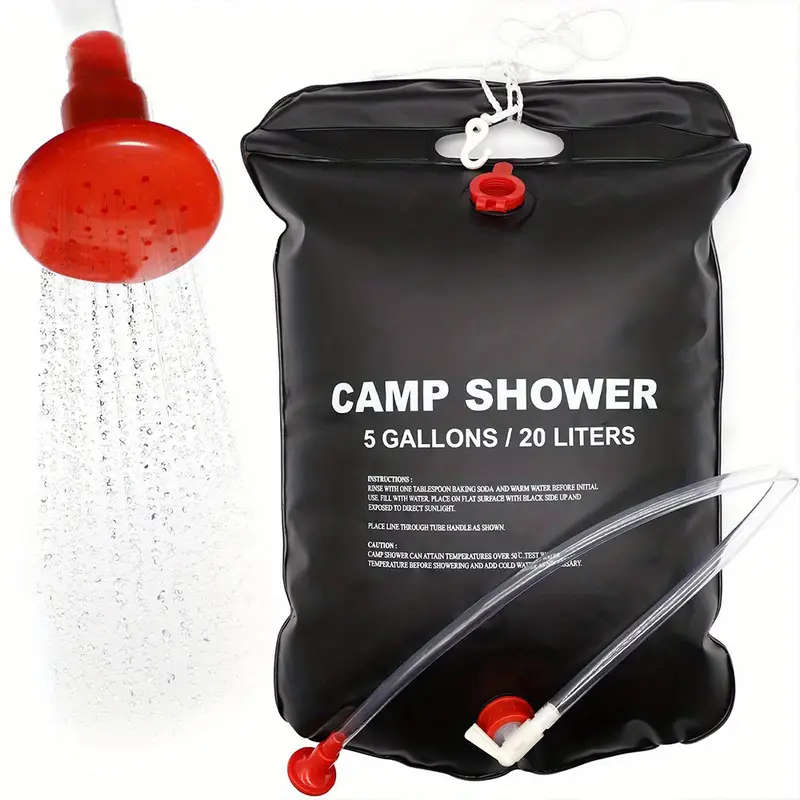 20L Portable Camping Shower Bag With Removable Hose On-off Switchable Shower Head Perfect