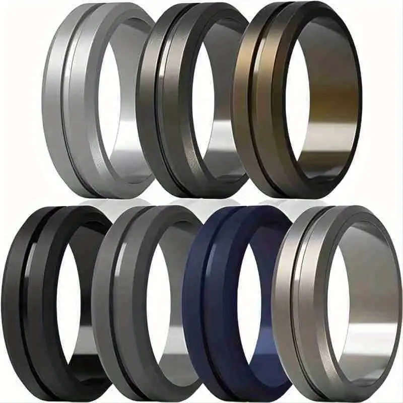 7 Piece Silicone Ring For Men