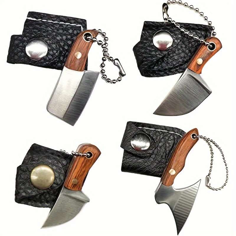 4pcs Set Mini Axe-Shaped Knives with Covers Stainless Steel Portable EDC Utility Kni
