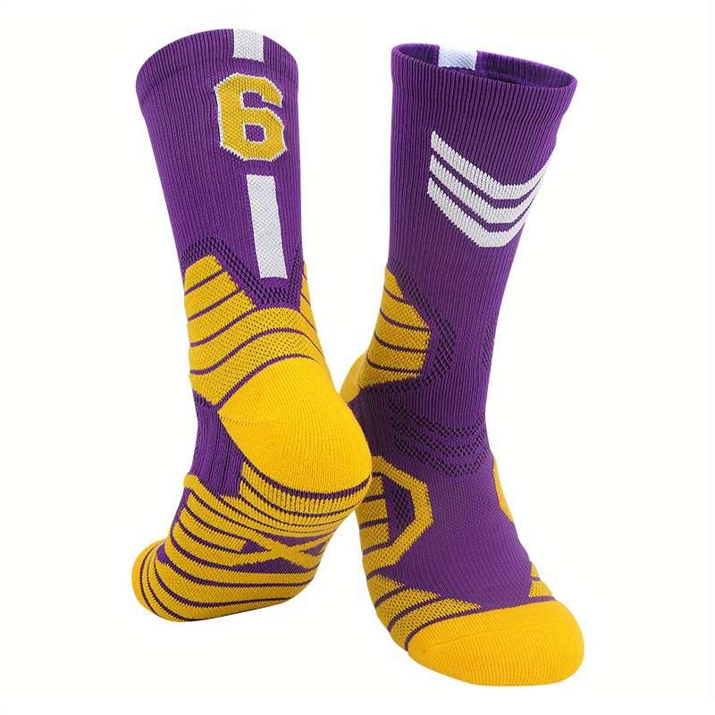 1 Pair Purple Yellow 6 One Size Socks