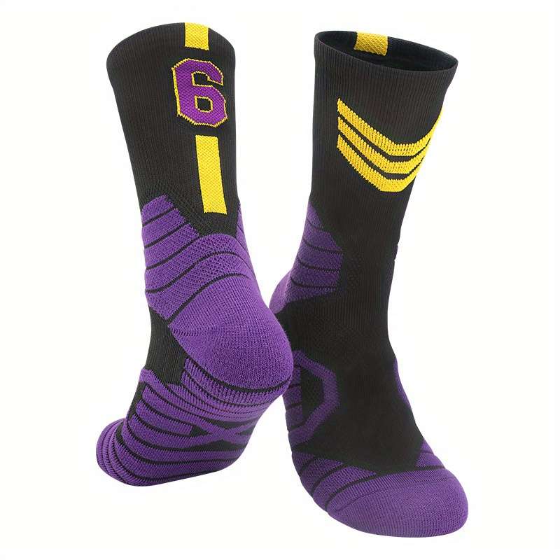 1 Pair Purple Yellow 6 One Size Socks