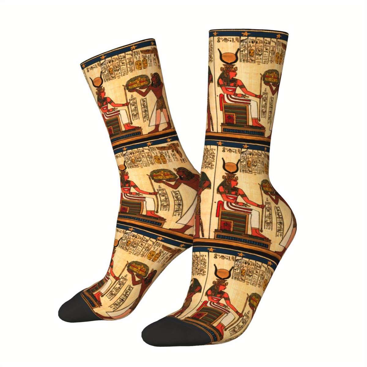 1 Pair One Size Cats And Ankh Cross Socks