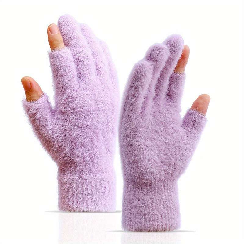 1 Pair Purple Warm Gloves