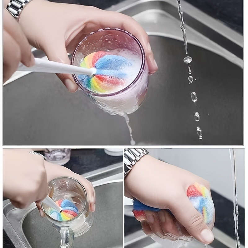 1pc Durable Long Handle Multicolor Kitchen Cup Brush with Hanging Hole Hard Bristle Milk Bott