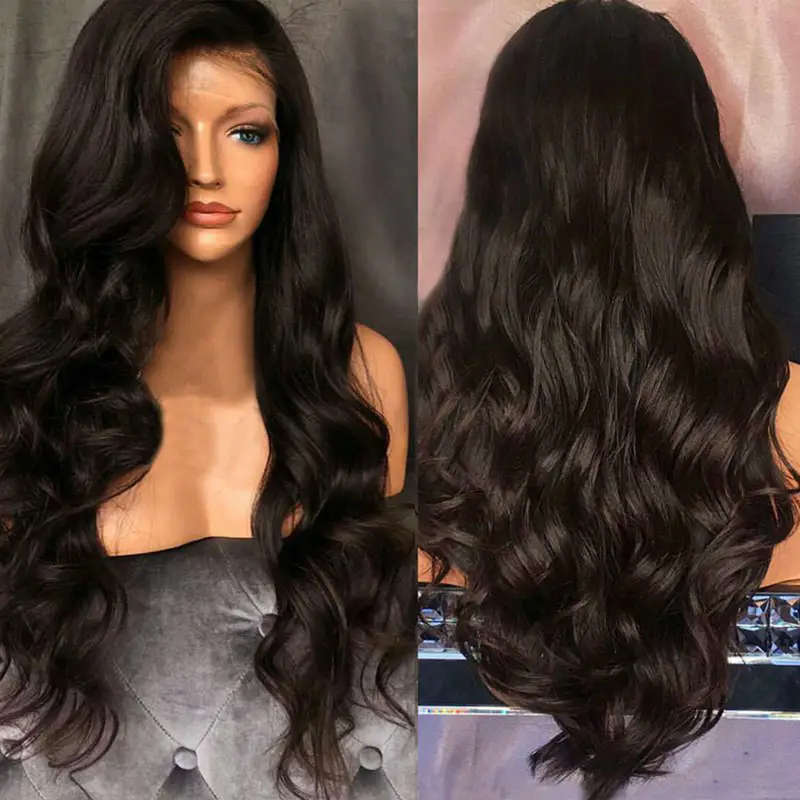 Black Long Curly Wig Synthetic for Women