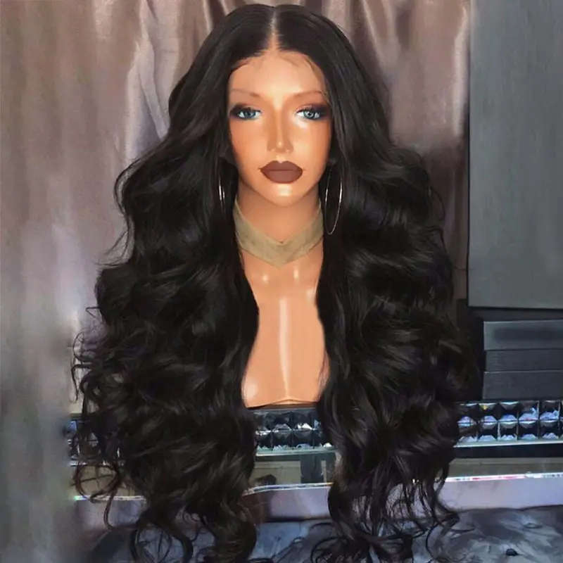 Black Long Curly Wig Synthetic for Women