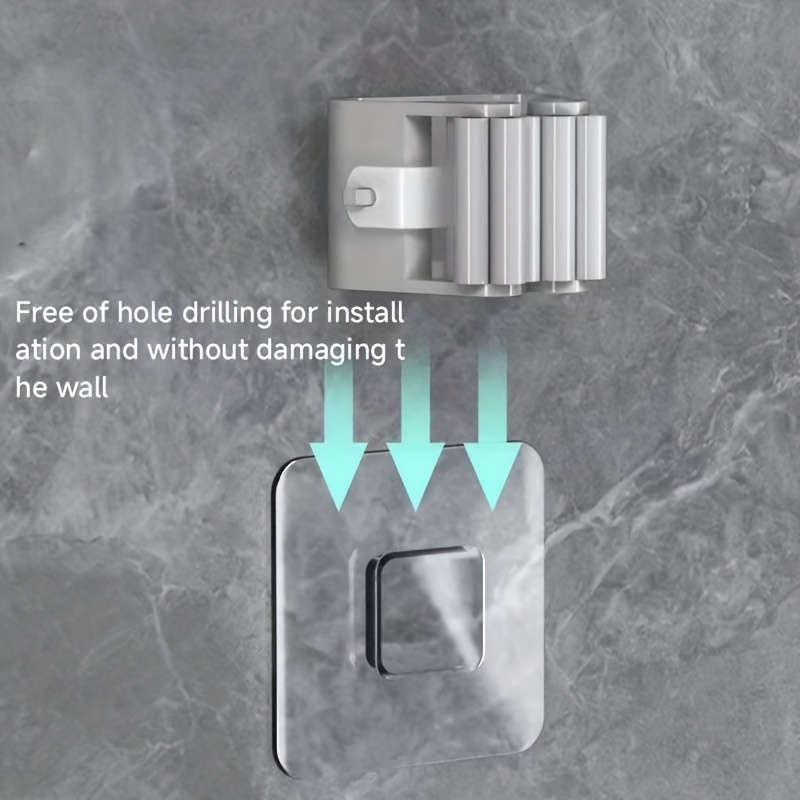 4pcs Plastic Utility Hooks Wall Mounted Mop and Broom Holder Strong Adhesion No-Drill Storage