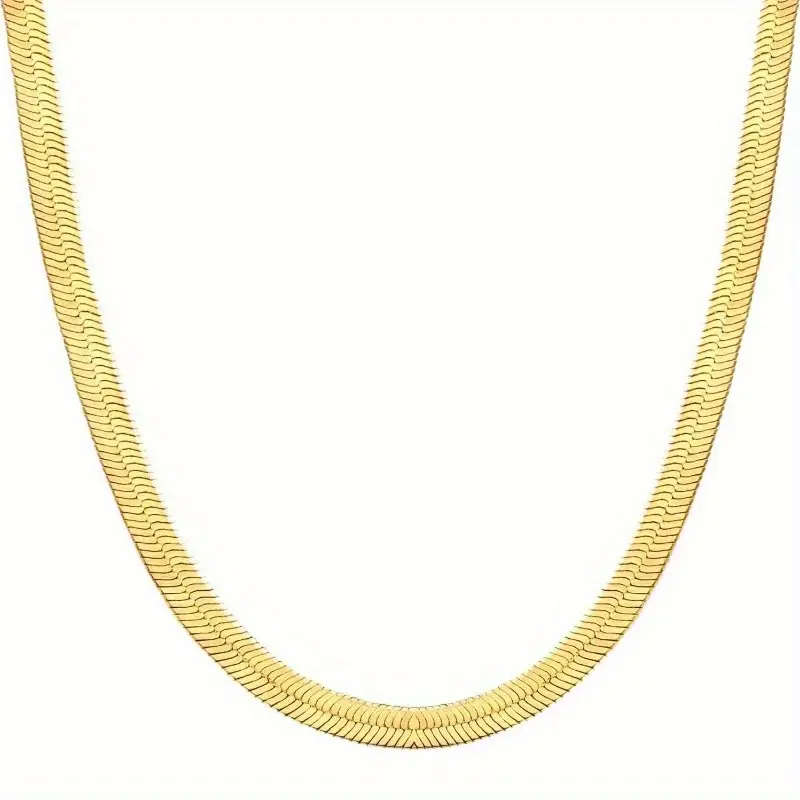 18K Gold Plated Stainless Steel Snake Bone Chain Necklace