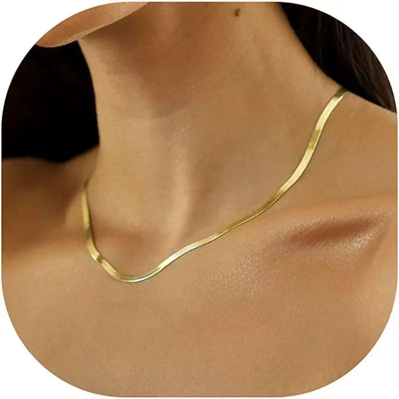 18K Gold Plated Stainless Steel Snake Bone Chain Necklace