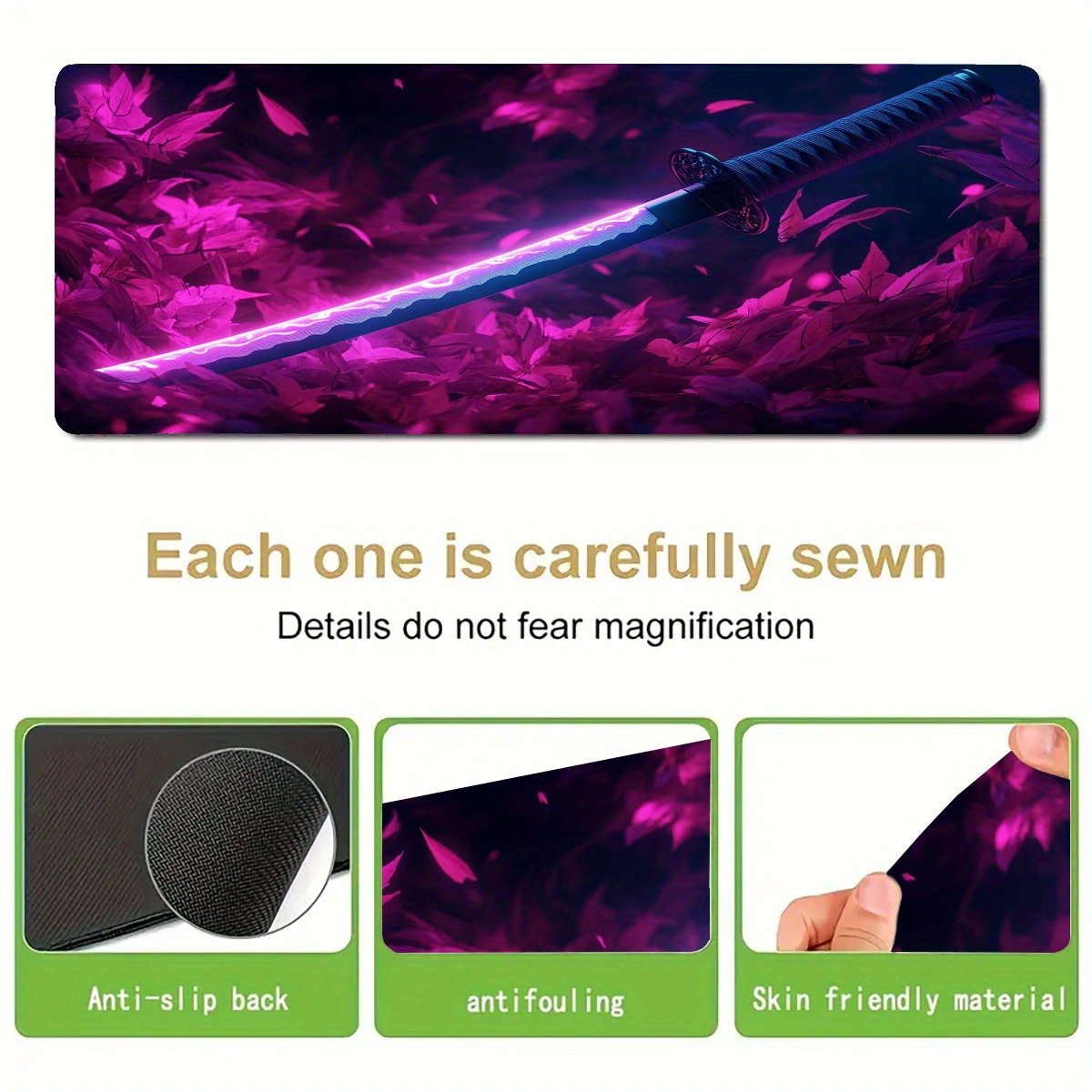 40x90cm Japanese Katana Cherry Blossom Design Non-Slip Rubber Gaming Mouse Pad