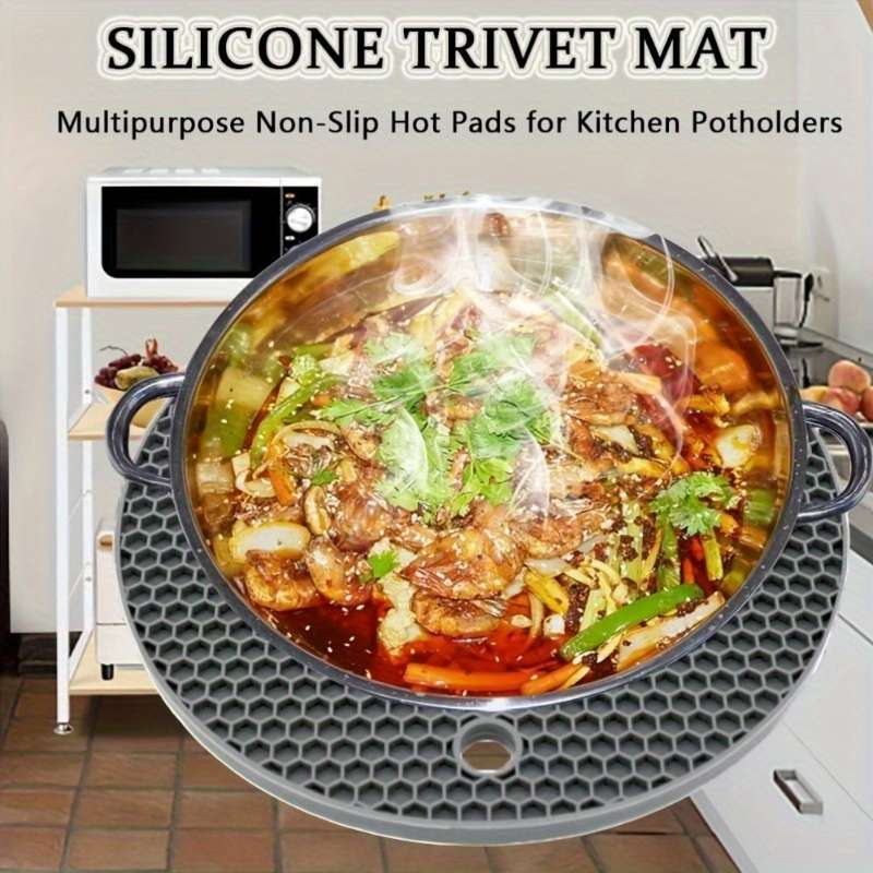 4pcs Black Silicone Heat Guard Pads Non-Slip Heat Stain Resistant Kitchen Mats for Cookwar