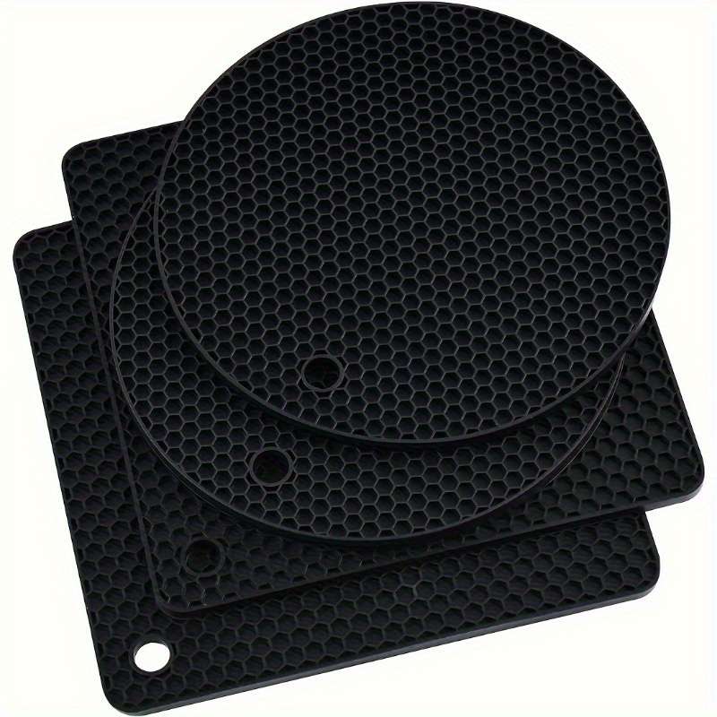 4pcs Black Silicone Heat Guard Pads Non-Slip Heat Stain Resistant Kitchen Mats for Cookwar