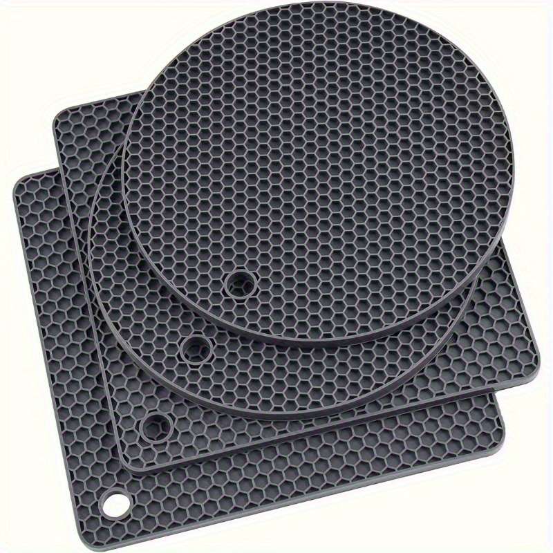4pcs Black Silicone Heat Guard Pads Non-Slip Heat Stain Resistant Kitchen Mats for Cookwar