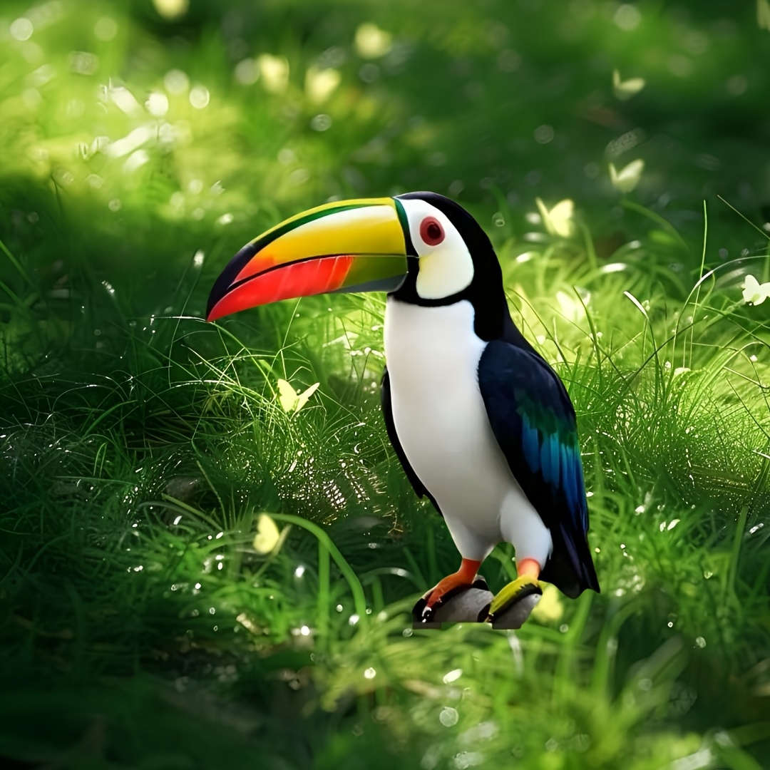2D Flat Home Leisure Colorful Toucan Outdoor Garden Decor Ground Insert Durable Acr