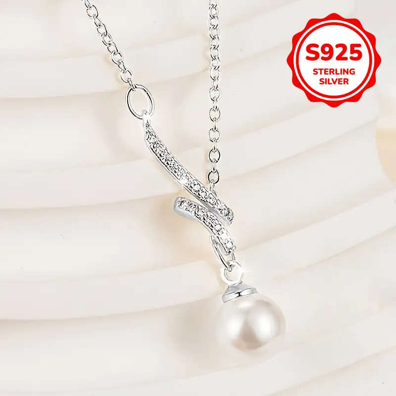 925 Sterling Silver Y-Necklace with 6mm Luxury Imitation Pearl