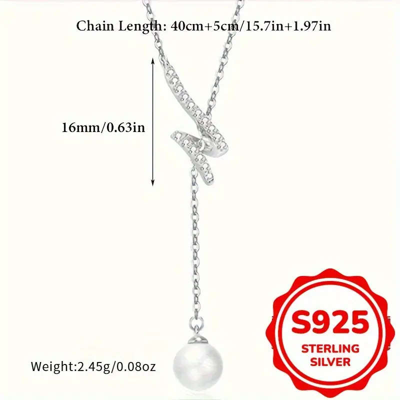 925 Sterling Silver Y-Necklace with 6mm Luxury Imitation Pearl