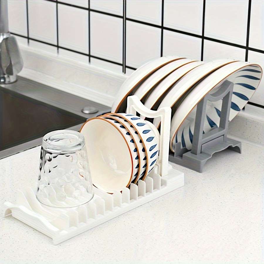 1pc Foldable Dish Rack   Space-Saving Plastic Kitchen Organizer for Countertops and Cabinets   Mult
