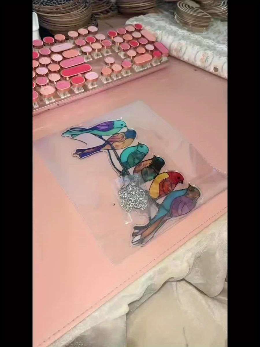 1pc 2D Flat    6 birds  acrylic sun catchers perfect for bird enthusiasts holida