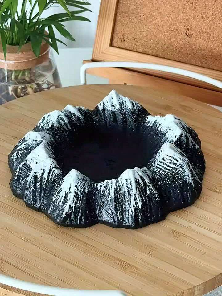 1pc Volcano Mountain Ashtray Rustic Plastic Irregular Shape Desktop Decor No Electricity Needed